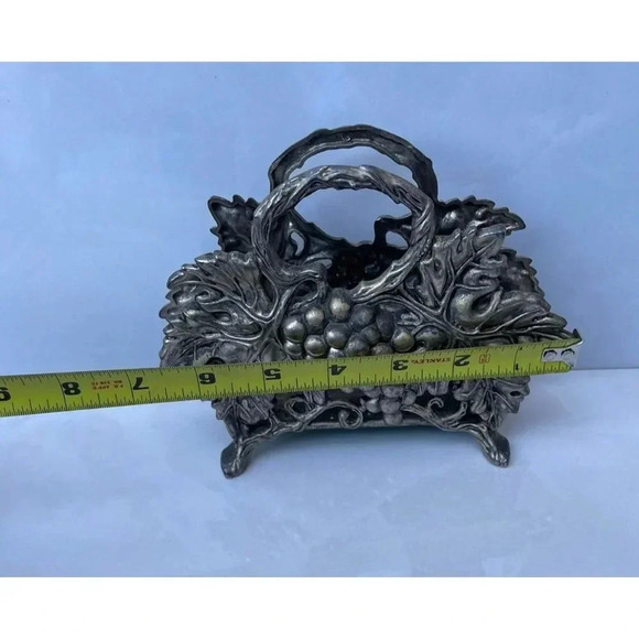 Vintage Godinger Silver Plated Footage Embossed Grape Vine Napkin Letter Holder - Picture 7 of 10
